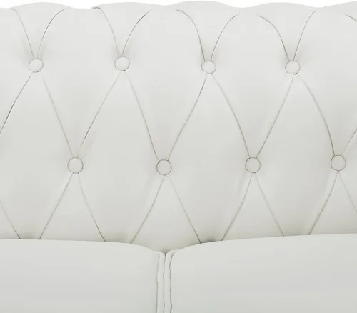 Miniatura 9 de Naomi Home Chesterfield - Sofá de amor de cuero, mini sofá de amor, pequeño con brazos curvos, cojines capitoné, sofás de amor de 2 asientos