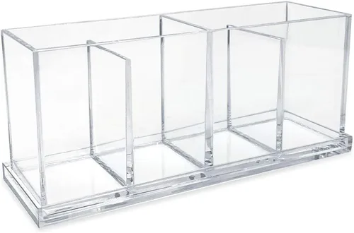 Miniatura 3 de Isaac Jacobs Organizador de acrílico transparente de 4 compartimentos con tapa (9 pulgadas de largo x 3 pulgadas de ancho x 4 pulgadas de alto)