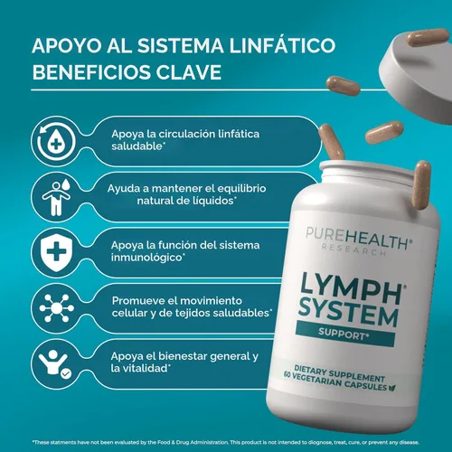 Miniatura 3 de PUREHEALTH RESEARCH Soporte del sistema linfático - Suplemento de drenaje linfático para mujeres y hombres - Bromelina, equinácea, diente de león
