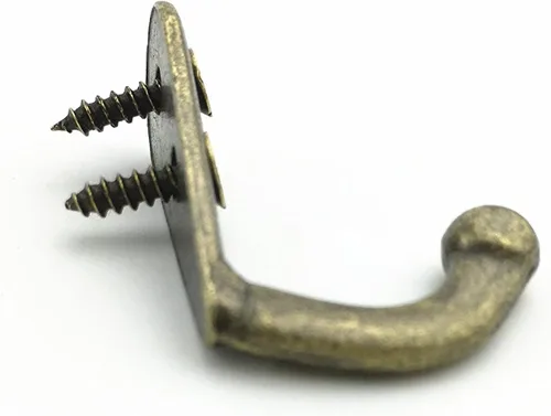 Miniatura 6 de Yansanido Paquete de 24 mini ganchos de metal con doble agujero de metal en tono bronce, gancho de puerta colgante con 48 tornillos