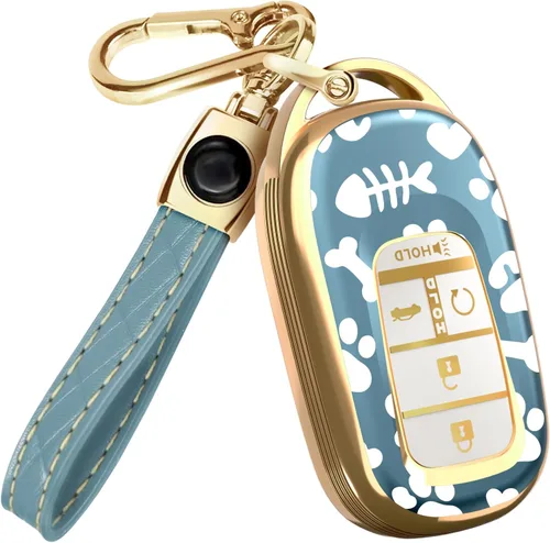 Miniatura 39 de Lucrum Compatible con funda para llavero Honda y llavero de cuero - Estuche de llavero de TPU para Accord Civic CR-V HR-V Pilot Ridgeline SE LX