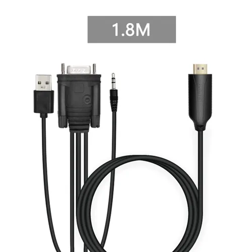 Miniatura 3 de Adaptador convertidor VGA a HDMI macho de 5.9 ft con cable convertidor de video HD 1080P con cable de audio de 0.138 in y cable de alimentación USB