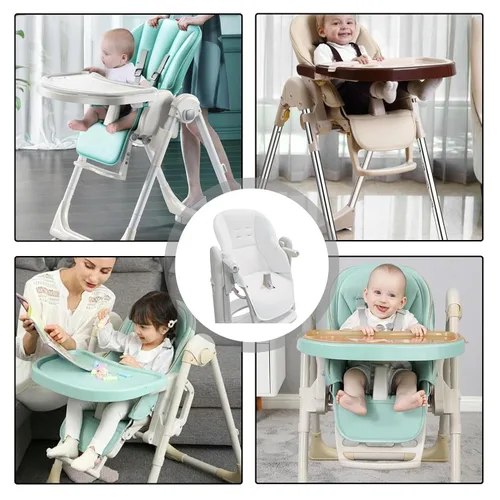 Miniatura 4 de LAFANDE Fundas para silla alta para bebé, cojín para silla de comedor de bebé, funda de piel sintética con acolchado para silla de comedor Peg Blanco