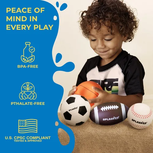 Miniatura 5 de SplashEZ Juguetes de Baño Deportivos para Bebés Juguetes de Baño sin Molde para Niños y Pequeños sin Agujeros para Agua Juego de Pelotas