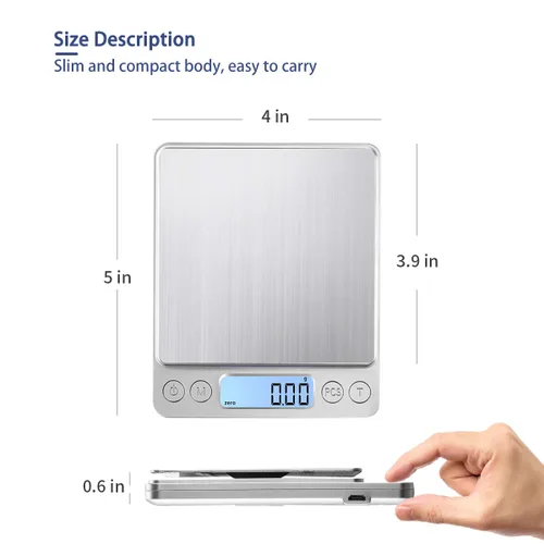 Miniatura 6 de Báscula de cocina pequeña de gran alcance, carga USB, mini báscula electrónica de alimentos, báscula de cocina de alta precisión, báscula
