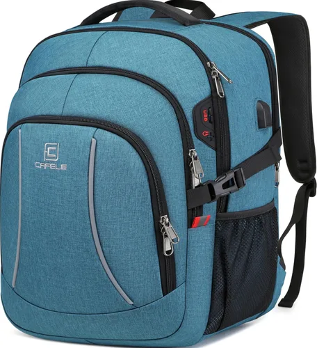Miniatura 14 de CAFELE Mochila de viaje duradera de 17.3 pulgadas, mochila universitaria, bolsillo antirrobo RFID, bolsa para computadora de negocios grande