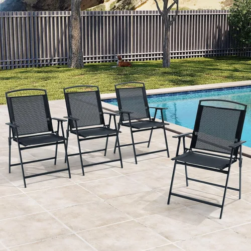 Miniatura 18 de Crestlive Products Juego de 4 sillas plegables para patio, paquete de 4, sillas de comedor al aire libre con reposabrazos para campamento, playa