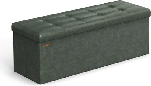 Miniatura 16 de SONGMICS Mazie Collection - Banco otomano plegable de almacenamiento de 43 pulgadas, otomana con almacenamiento, taburete reposapiés, carga de 660