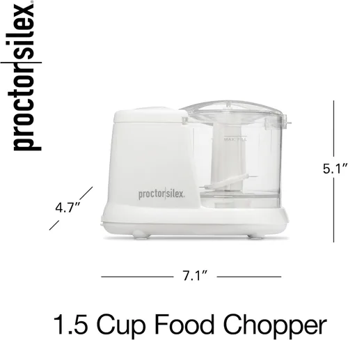 Miniatura 8 de Proctor Silex Durable Electric Vegetable Chopper & Mini Food Processor for Chopping, Puree & Emulsify, 1.5 Cup, White