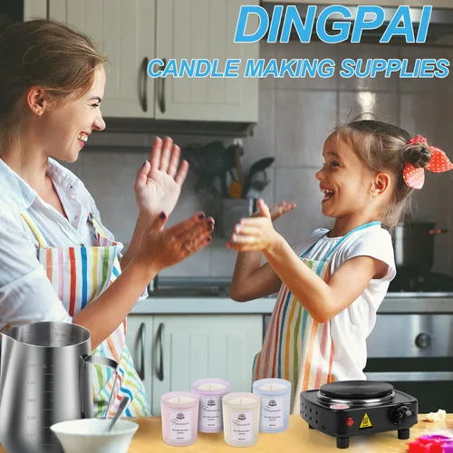 Miniatura 6 de DINGPAI Placa Caliente para Fabricación de Velas, Placa Caliente Eléctrica de Color Negro para Derretir Cera, Chocolate, Caramelo y Más