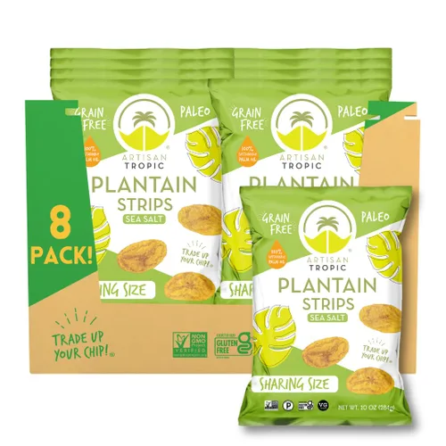 Miniatura 11 de ARTISAN TROPIC Tiras de plátano con sal marina, paquete de 8, 2 onzas, vegano, paleo y sin gluten, bolsas individuales, aperitivos saludables