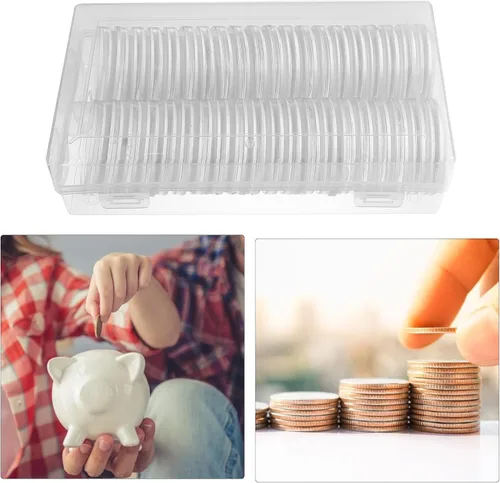 Miniatura 8 de Ciieeo Caja de monedas Mini contenedores de plástico Monedas de plástico Kickstand Estuche de 2.008 in Caja de almacenamiento de monedas Cápsula