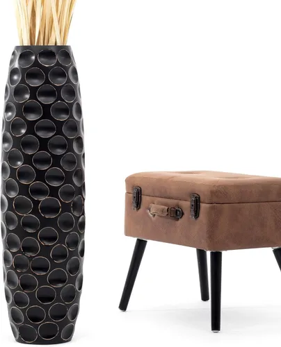 Miniatura 17 de Leewadee Jarrón grande negro para decoración del hogar, de madera, de 26 pulgadas de alto, decoración de granja, soporte para flores para plantas
