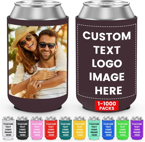 Miniatura 12 de Paquete de 300 enfriadores de latas personalizados a granel, enfriador de latas personalizado con logotipo de foto texto para bodas, cumpleaños