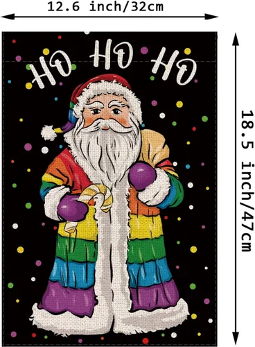 Miniatura 2 de Bandera de jardín de Navidad, diseño de Papá Noel, arco iris, banderas de doble cara para exteriores, LGBT, lesbianas, gay, transgénero, decoración