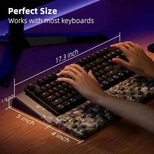 Miniatura 6 de Ospelelf Almohadilla de Soporte para Teclado con Reposamuñecas, Cómodo Elevador Ergonómico Portátil para Teclado para Oficina y Hogar Flowery