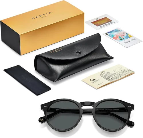Miniatura 35 de CARFIA Gafas de sol redondas de acetato para hombre, polarizadas, protección UV, gafas de sol clásicas retro CA5289L