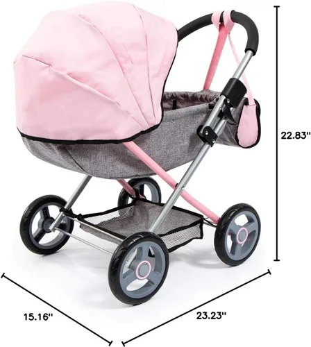Miniatura 7 de Bayer: Juego de cochecito de muñeca bebé 4 en 1 Conjunto acogedor - Muñecas hasta 45.72 cm (Rosa/Gris) Muñecas bebé Fingir Vestirse Accesorio