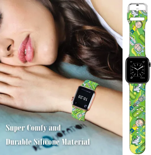 Miniatura 4 de Compatible con Apple Watch Band Rick and Morty de 1.929 in/1.811 in/1.772 in/1.732 in/1.654 in (Serie 3 2 1) Correa mágica de silicona suave