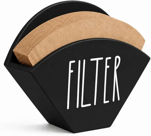 Soporte de filtro de café de madera, organizador de almacenamiento de filtro de cono de granja, dispensador de decoración de estación y barra de