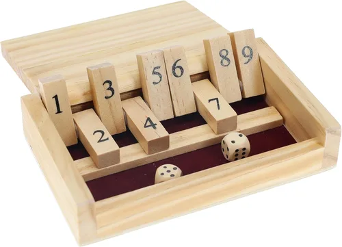 WE Games Mini juego de madera para cerrar la caja, 5.5 pulgadas, 9 números abatibles, tamaño de viaje, juegos de viaje, regalos de cumpleaños,