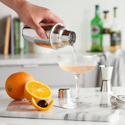 Miniatura 3 de True Contorno - Coctelera de acero inoxidable con colador de 8.5 onzas, coctelera con tapa y colador, coctelera de bebidas mixtas, coctelera de licor