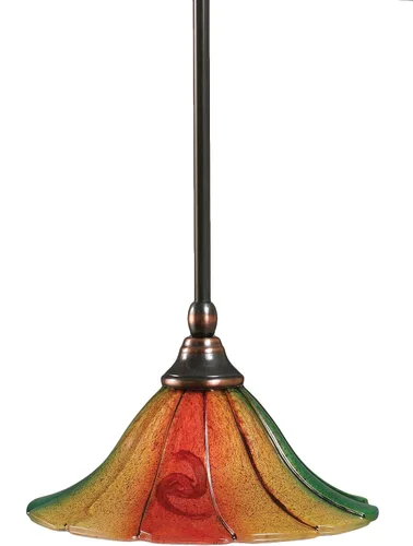 Miniatura 77 de Toltec Lighting Tallo Colgado Mini colgante, acabado de cobre negro, 3.5" cuadrado humo burbuja vidrio