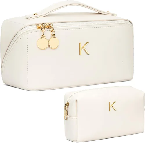 Miniatura 30 de Regalos de cumpleaños para mujeres y adolescentes, juego de bolsas organizadoras de maquillaje con iniciales personalizadas, bolsa de cosméticos