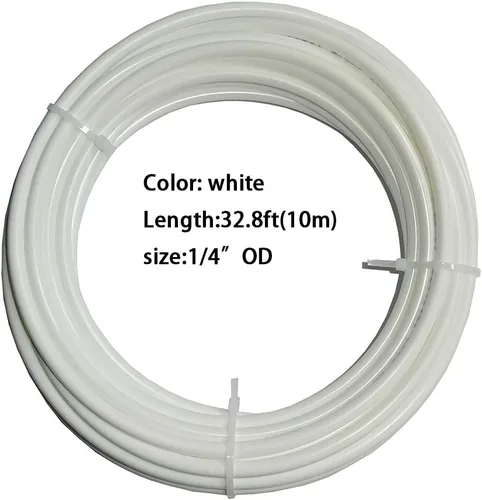 Miniatura 2 de Tubo de 1/4 de pulgada O.D. Longitud del tubo 32.8 pies (32.8 ft) Tubo de filtro de agua RO blanco PE, uso con sistemas de ósmosis inversa, filtros
