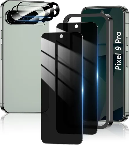 Miniatura 9 de [Paquete de 2+2] Protector de pantalla de privacidad para Google Pixel 6A [6.1 pulgadas] con protector de lente de cámara, vidrio templado