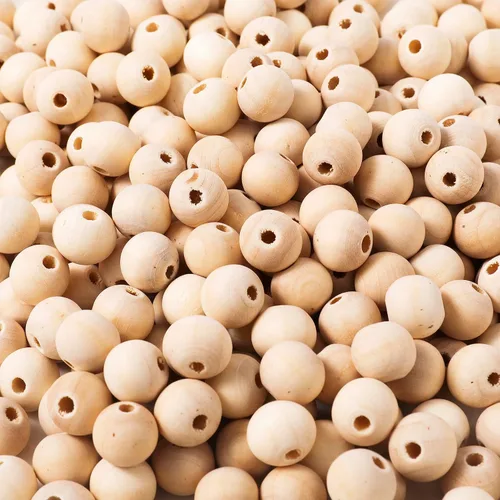 500 piezas de cuentas de madera de 8 mm, cuentas de madera natural sin pintar, cuentas de madera sueltas para manualidades, decoraciones y bricolaje
