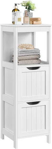 Miniatura 12 de Yaheetech Armario de almacenamiento para baño, gabinete de piso pequeño con 2 cajones extraíbles, organizador de almacenamiento delgado para baño