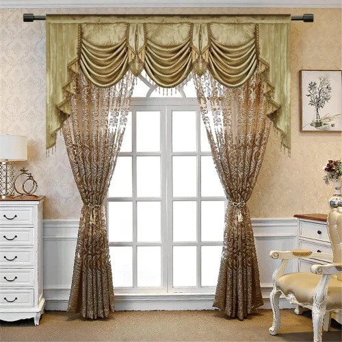 Miniatura 6 de Gxi Paneles de cortinas transparentes de jacquard marrón con ojales, 2 paneles para sala de estar, puerta corredera, cortina de gasa de tul europeo