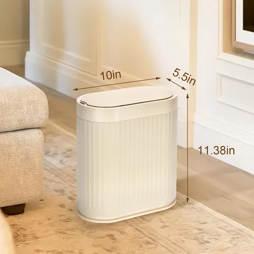 Miniatura 2 de SYNCVIBE Basurero de baño con tapa, cubo de basura automático con sensor de 2 galones, cubo de basura inteligente de 7.5 litros, sensor