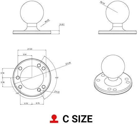 Miniatura 5 de RAM Mounts Placa redonda con bola RAM-202U con bola de tamaño C de 15 pulgadas