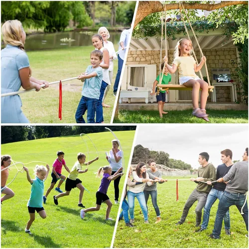 Miniatura 2 de NEBURORA Cuerda de tira y afloja de 20 pies para adultos, juegos al aire libre, día de campo, reunión familiar, verano, patio trasero, césped, Beige