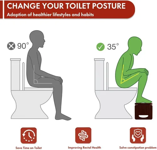 Miniatura 5 de Beinilai Taburete de inodoro plegable para adultos, taburete de 7 pulgadas para baño, orinal de bambú para adultos con tira antideslizante (marrón)