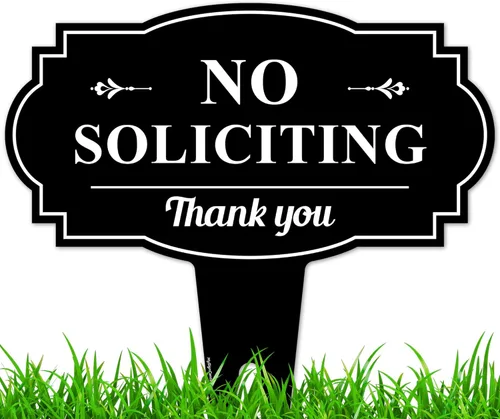 Miniatura 10 de Letrero de No Soliciting Yard (No Soliciting Yard Sign, No Solicitation In Ground de 11 x 11 pulgadas), ACM libre de óxido, resistente a