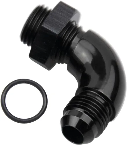 Miniatura 20 de 45 grados 4AN macho Flare a 4AN ORB puerto adaptador de flujo completo aluminio negro