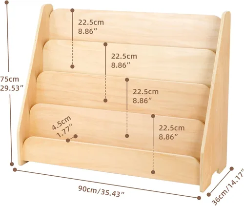 Miniatura 3 de OOOK Estantería para niños, estante de madera de 4 niveles para niños, estantería Montessori para aula, sala de juegos, guardería