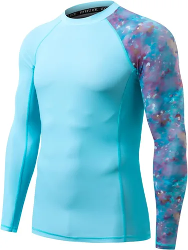 Miniatura 12 de HUGE SPORTS Camiseta de protección contra erupciones de manga larga para hombre UPF 50+ con protección UV, de secado rápido, con costuras de Bosque