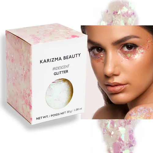 KARIZMA Purpurina iridiscente. Cara gruesa, cabello, ojos y cuerpo de 1.06 oz para mujeres. Rave, accesorios para festivales, maquillaje cosmético.