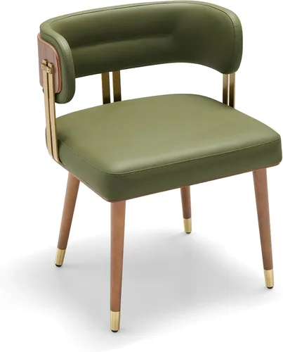 Miniatura 17 de ARTPLAN Juego de 2 sillas de comedor de cuero de nogal, modernas sillas de cocina con cojín de espuma de alta resistencia y marco de acero 2-Azul