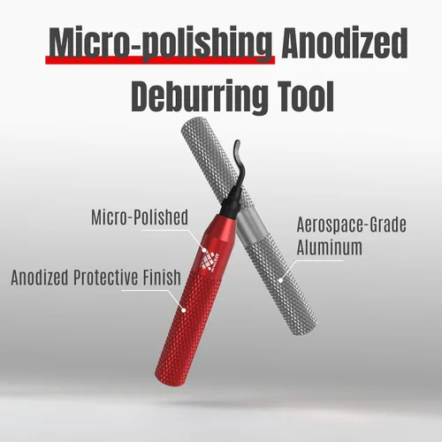 Miniatura 18 de AFA Tooling - Herramienta de desbarbado con 11 cuchillas HSS M2 - Mango de aluminio micropulido y anodizado con agarre moleteado de diamante - Ideal