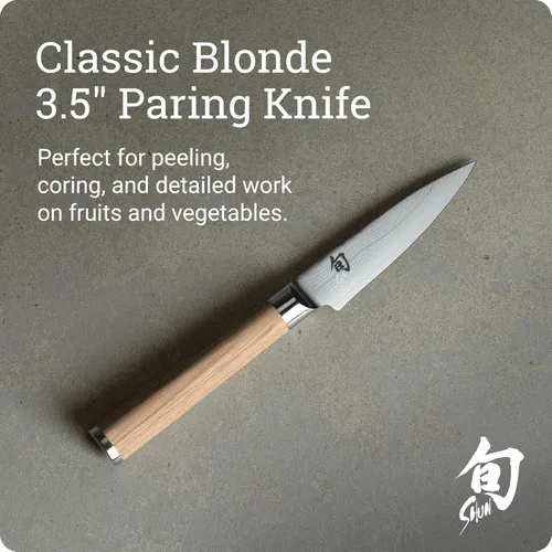 Miniatura 2 de Cuchillo de pelar Shun Classic Blonde de 3.5 pulgadas, cuchillo japonés artesanal para verduras y frutas, núcleo VG-MAX con revestimiento de acero