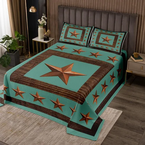 Miniatura 23 de Feelyou Colcha de vaquero occidental, tamaño King, diseño rústico de Texas Star con botas de vaquero, colcha acolchada para niños pequeños, diseño
