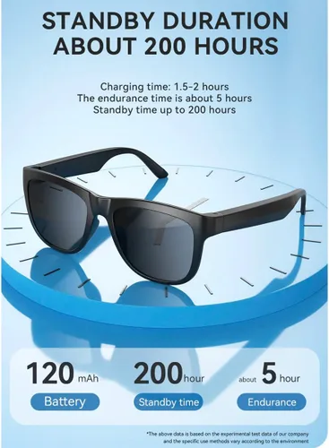 Miniatura 8 de GS01 Smart Bluetooth Gafas de sol, gafas de sol de audio con altavoz, lente polarizada UV400, música abierta del oído, control táctil
