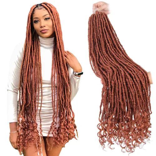 Miniatura 19 de Niseyo Wild Locs - Rastas sintéticas desgastadas de 14 pulgadas con extremos rizados, 8 paquetes de cabello largo y suave con bucles preformados