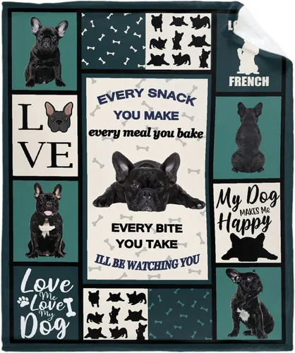 Manta de Bulldog Francés – Manta de Franela de Forro Polar Súper Suave para Regalos, Colcha de Cama para Decoración del Hogar para Sofá Cama Durante