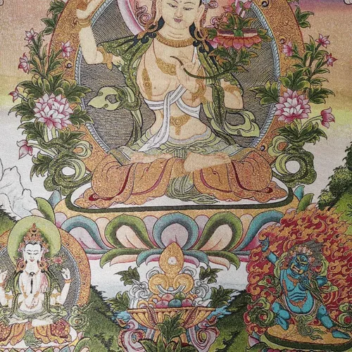 Miniatura 2 de Tela tibetana de seda de 36 pulgadas, bordado tibetano, budismo de seda, manjusri, bodhisattva, fénix, tangka, thangka, fengshui, para colgar
